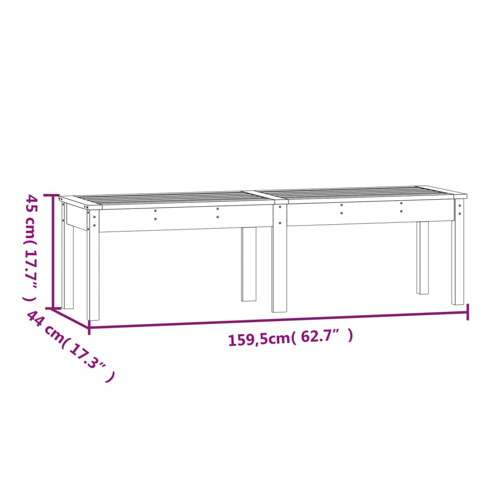VidaXL Panca Da Giardino 2 Posti In Legno Di Pino Massello - 159,5x44x45 Cm, Colore Nero