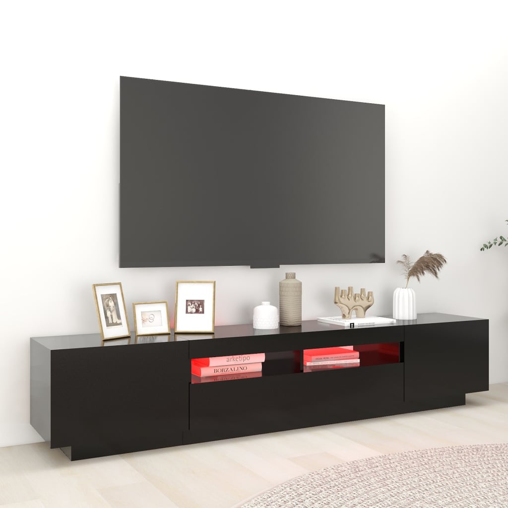 vidaXL Mobile Porta TV con Luci LED Nero 200x35x40 cm