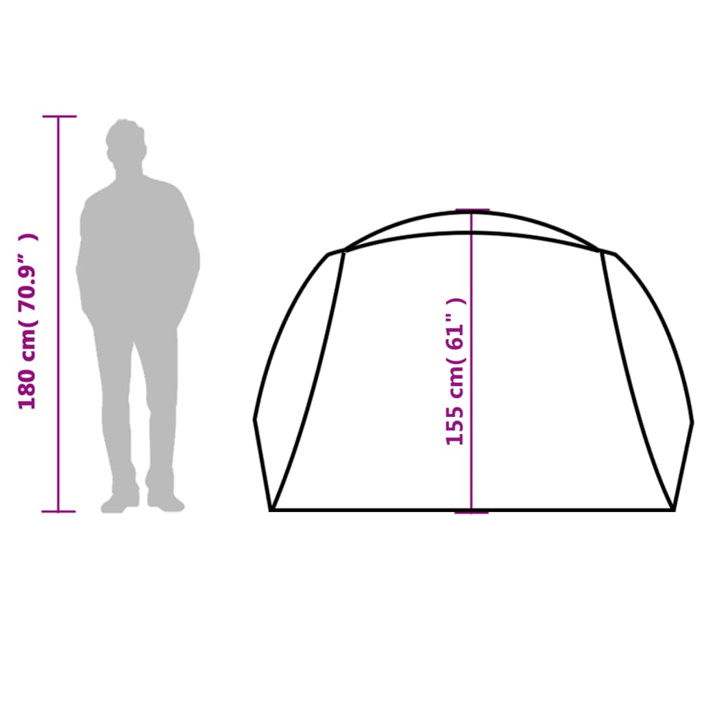 vidaXL Tenda da Campeggio con Portico per 4 Persone Verde Impermeabile