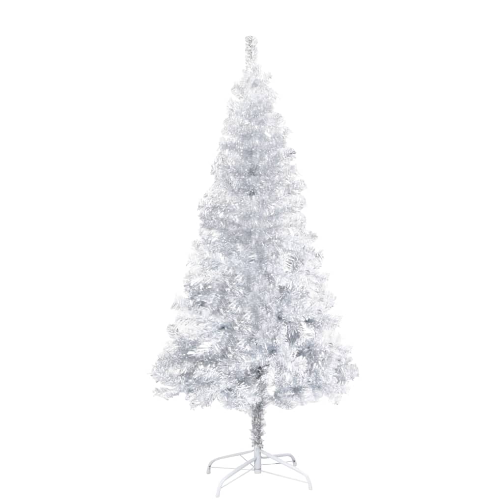 vidaXL Albero di Natale Preilluminato con Supporto Argento 150 cm PET