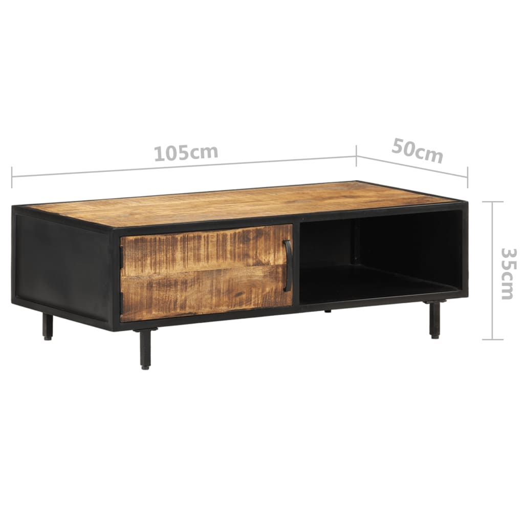 vidaXL Tavolino da Salotto 105x50x35 cm in Legno di Mango Grezzo