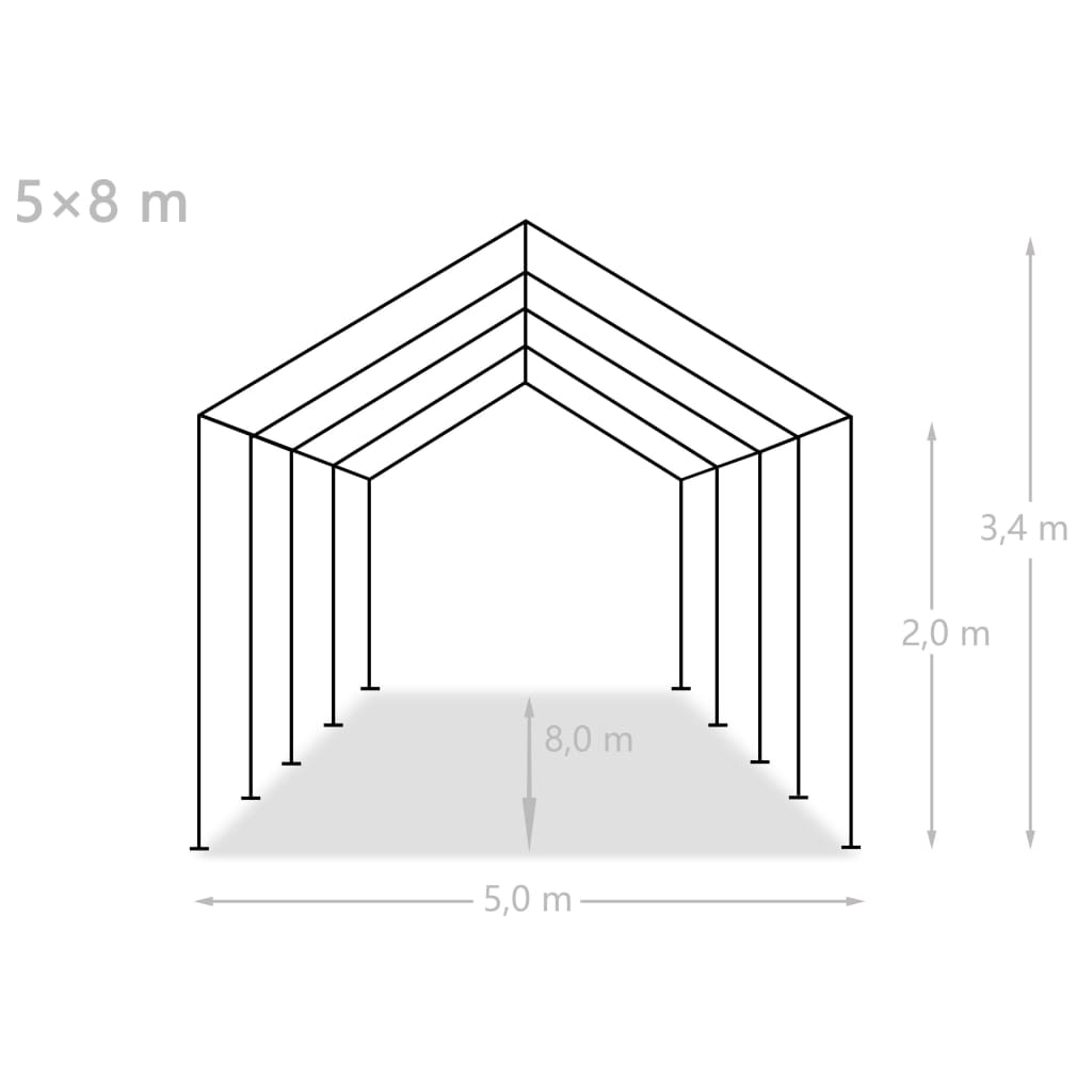 vidaXL Tendone per Feste in PE 5x8 m Bianco