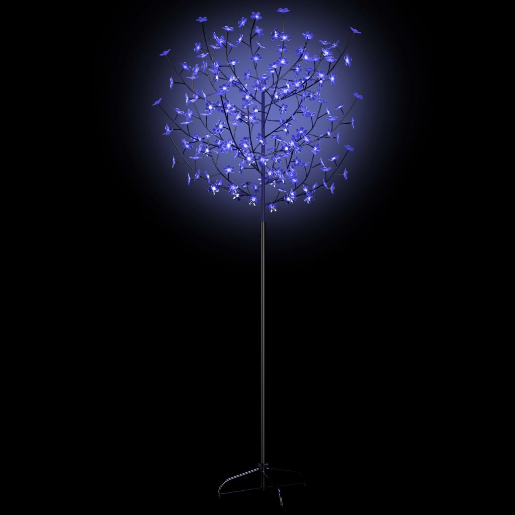 vidaXL Albero di Natale 200 LED Blu Bianco Ciliegio in Fiore 180 cm