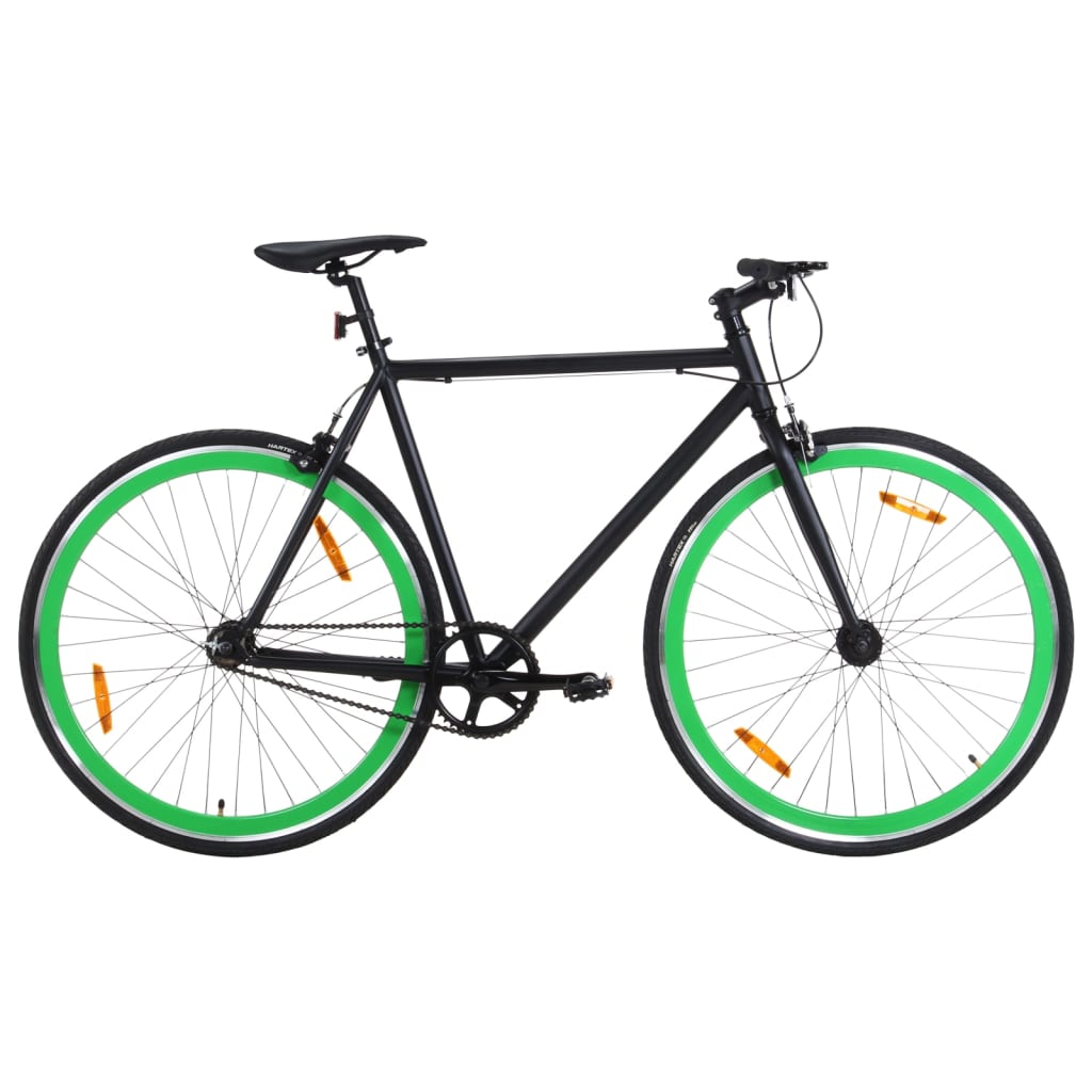 vidaXL Bicicletta a Scatto Fisso Nera e Verde 700c 59 cm