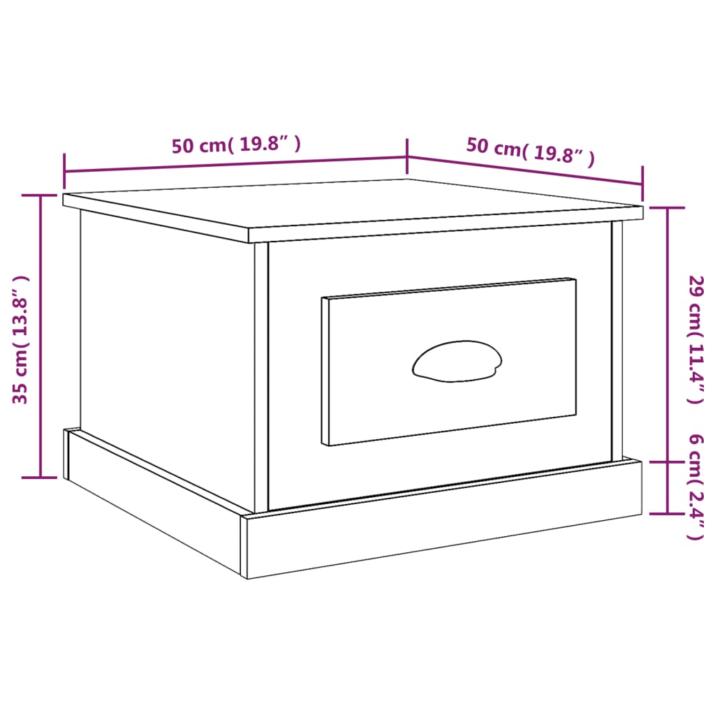 vidaXL Tavolino da Salotto Bianco 50x50x35 cm in Legno Multistrato