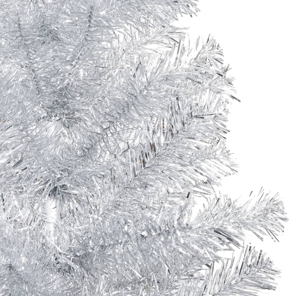 vidaXL Albero di Natale Preilluminato con Supporto Argento 240 cm PET
