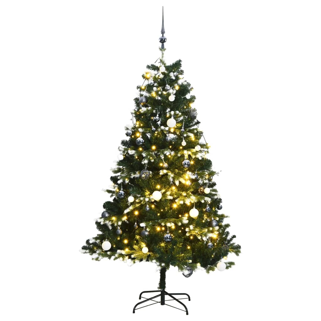 vidaXL Albero Natale Incernierato con 300 LED e Palline 240 cm