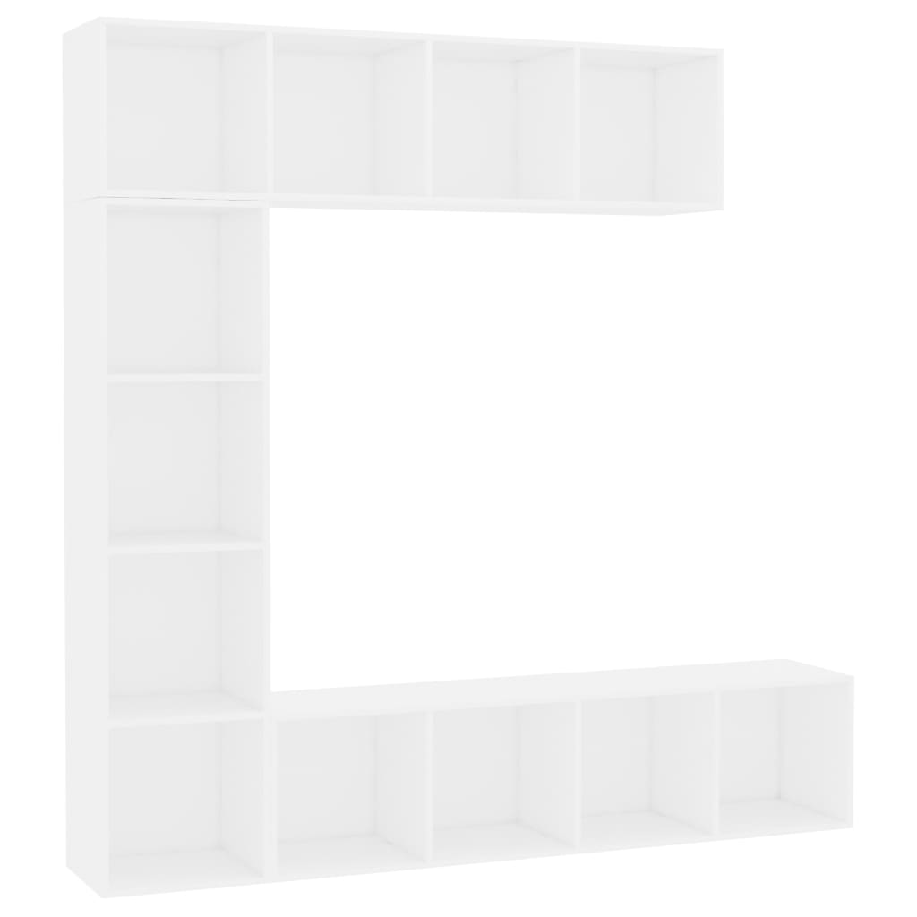 vidaXL Set Mobili Libreria/Porta TV 3 pz Bianco 180x30x180 cm