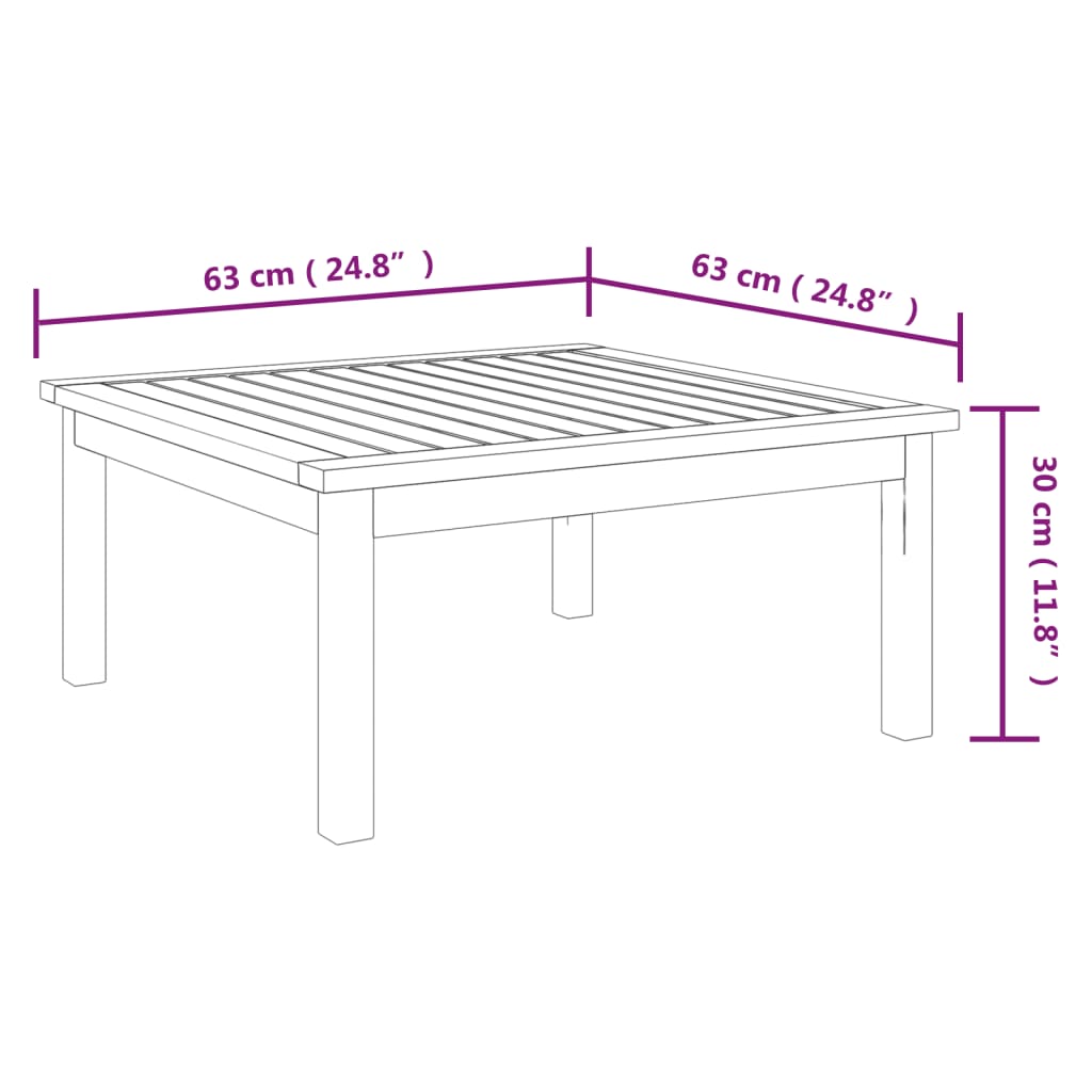 vidaXL Tavolino da Salotto per Giardino 63x63x30 cm Massello di Acacia
