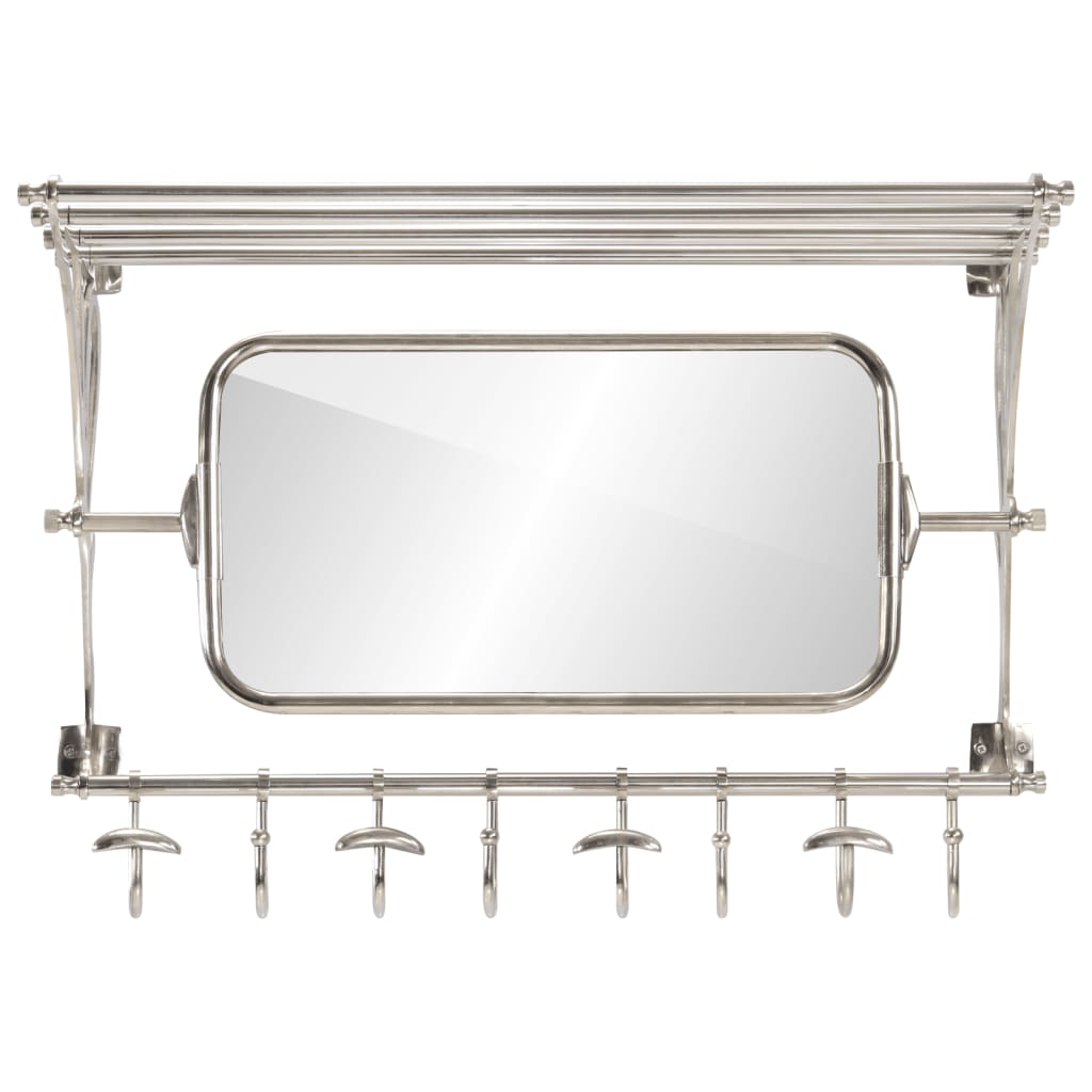 vidaXL Portapacchi con Appendiabiti e Specchio a Parete in Alluminio