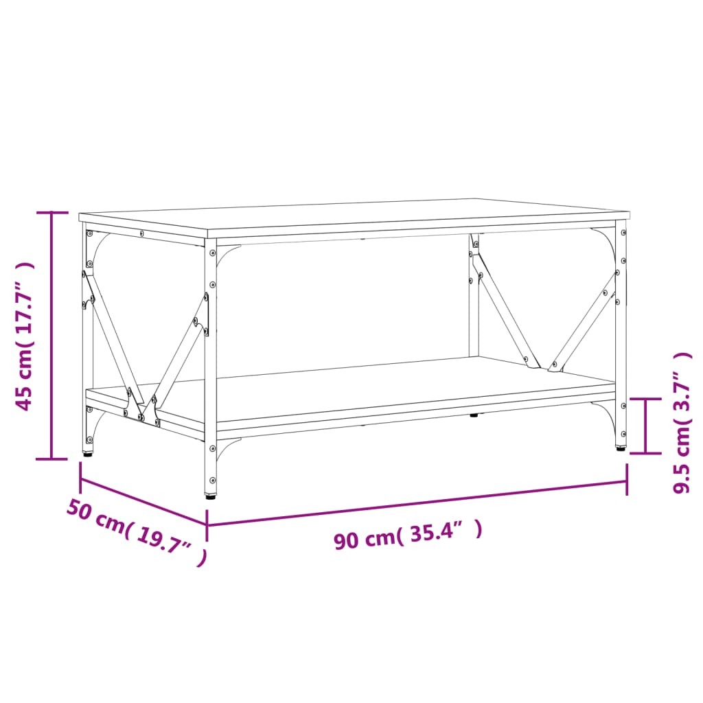 vidaXL Tavolino da Salotto Nero 90x50x45 cm in Legno Multistrato