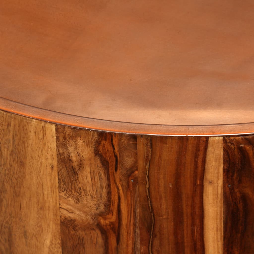 vidaXL Tavolino da Caffè in Legno Massello di Sheesham e Acciaio 68 cm