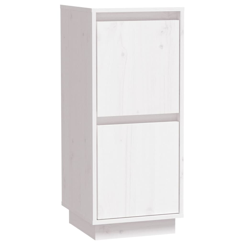 Mobiletto Bianco In Legno Massello Di Pino – 31,5x34x75 Cm, Credenza Con Anta Per Ingresso, Soggiorno O Bagno