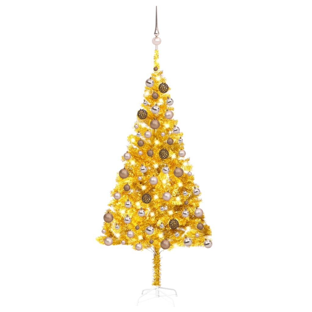 vidaXL Albero di Natale Preilluminato con Palline Oro 180 cm PET