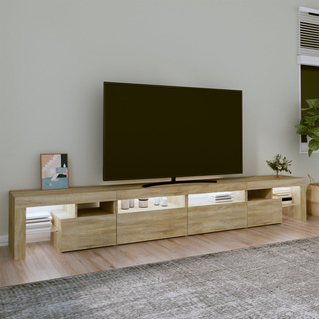 vidaXL Mobile Porta TV con Luci LED Rovere Sonoma 260x36,5x40 cm