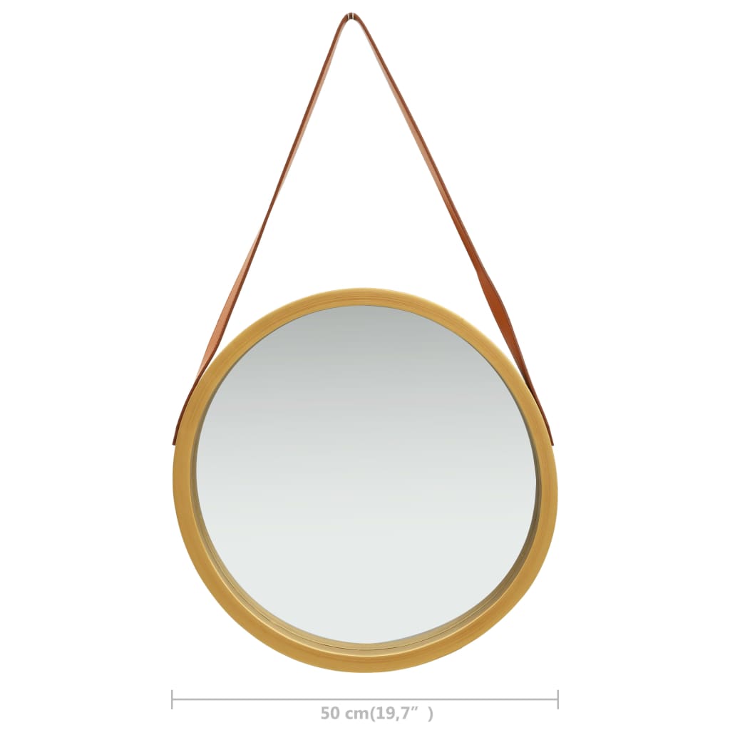 vidaXL Specchio da Parete con Cinghia 50 cm Oro