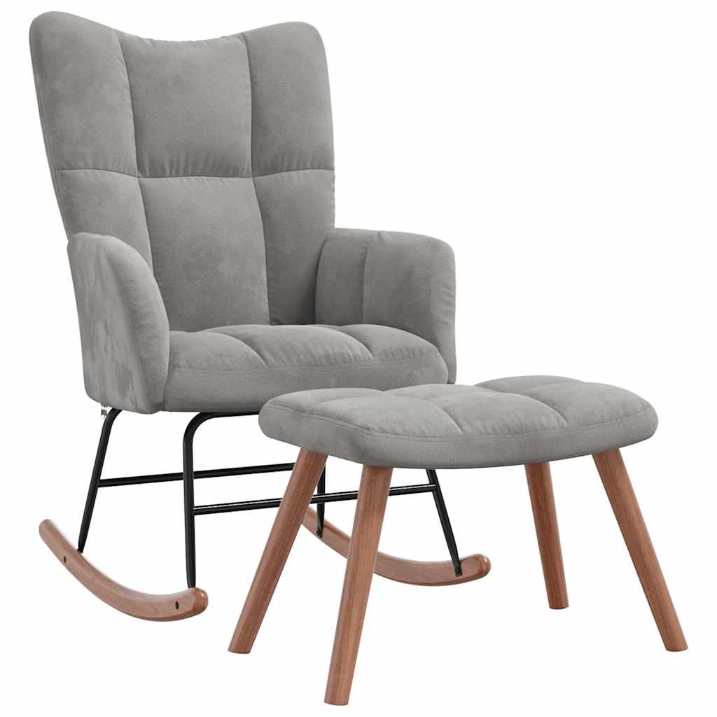 Poggiapiedi In Velluto Verde Chiaro VidaXL Con Gambe In Legno - Sgabello Da Soggiorno 52x52x42 Cm, Morbido E Stabile - 3