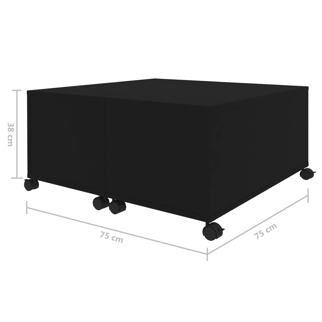 vidaXL Tavolino da Salotto Nero 75x75x38 cm in Legno Multistrato