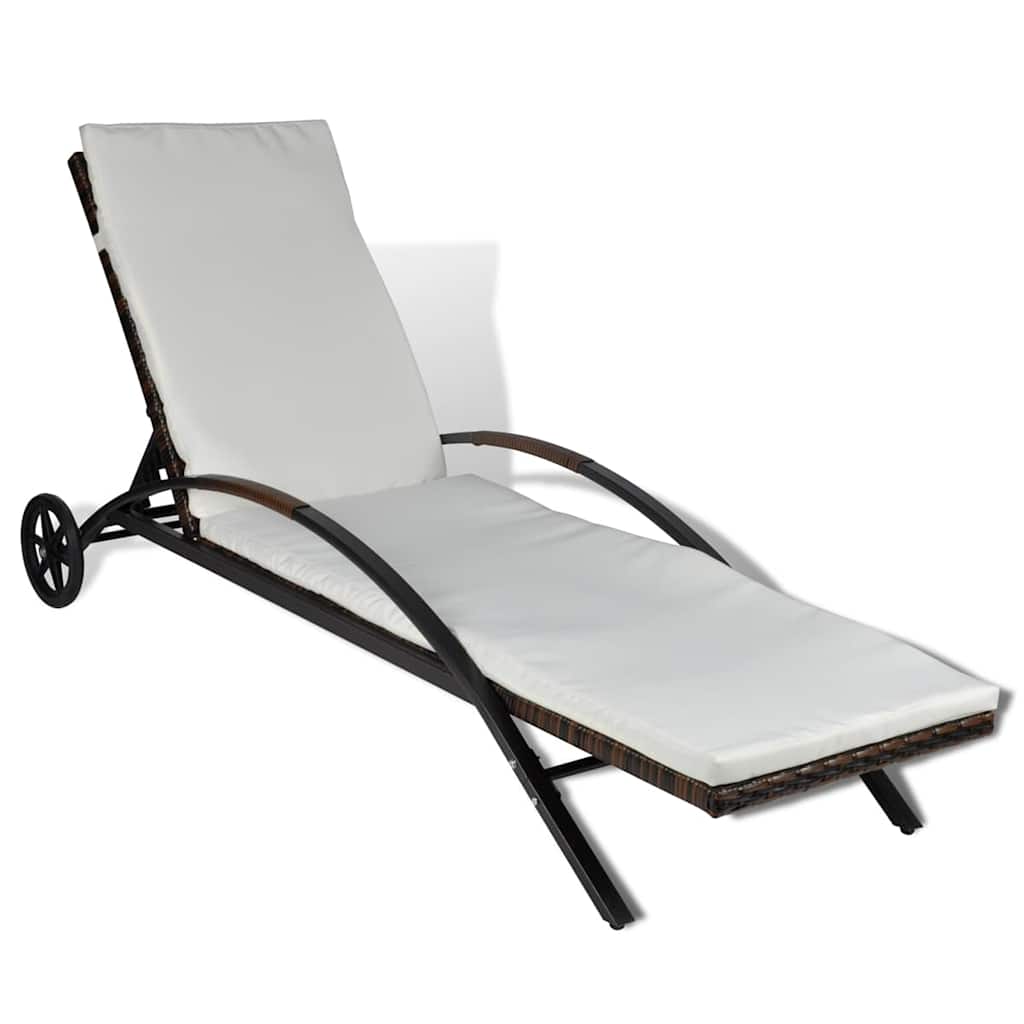 vidaXL Lettino Prendisole Doppio con Cuscini Nero in Polyrattan vidaXL Lettino Prendisole Doppio con Cuscini Nero in Polyrattan