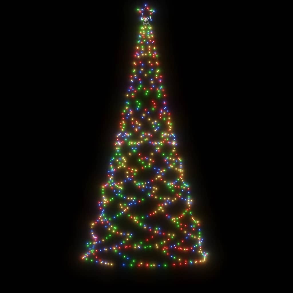 vidaXL Albero di Natale con Palo in Metallo 500 LED Multicolore 3 m