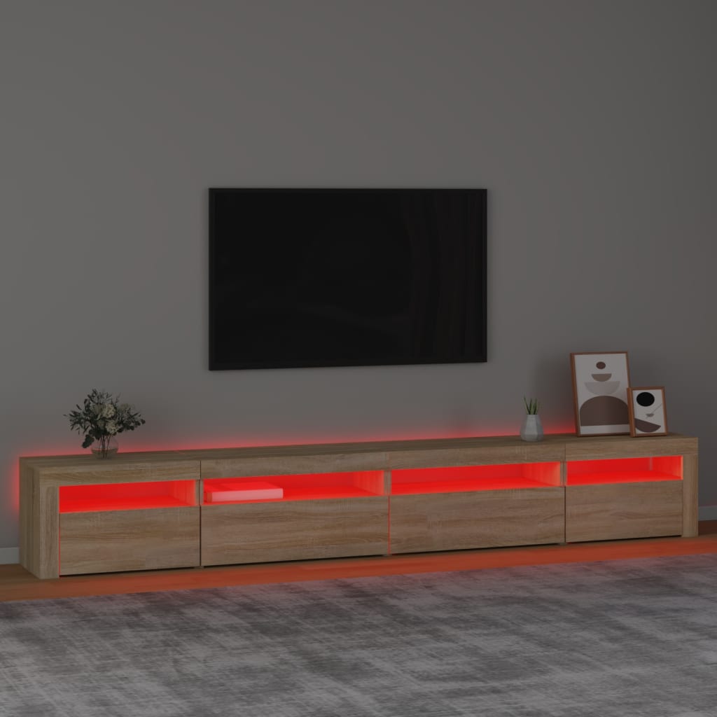 vidaXL Mobile Porta TV con Luci LED Rovere Sonoma 270x35x40 cm