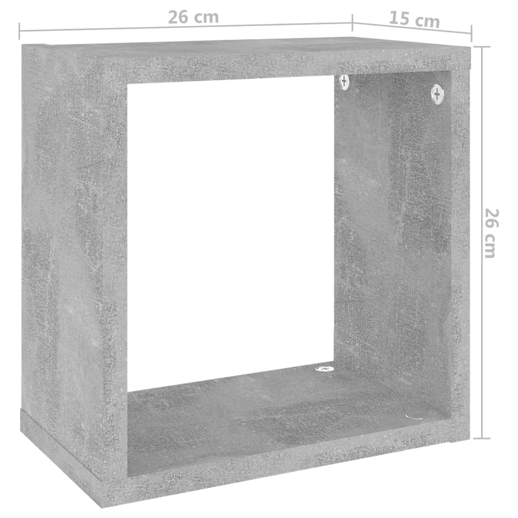 vidaXL Mensole Parete a Cubo 2 pz Grigio Cemento 26x15x26 cm