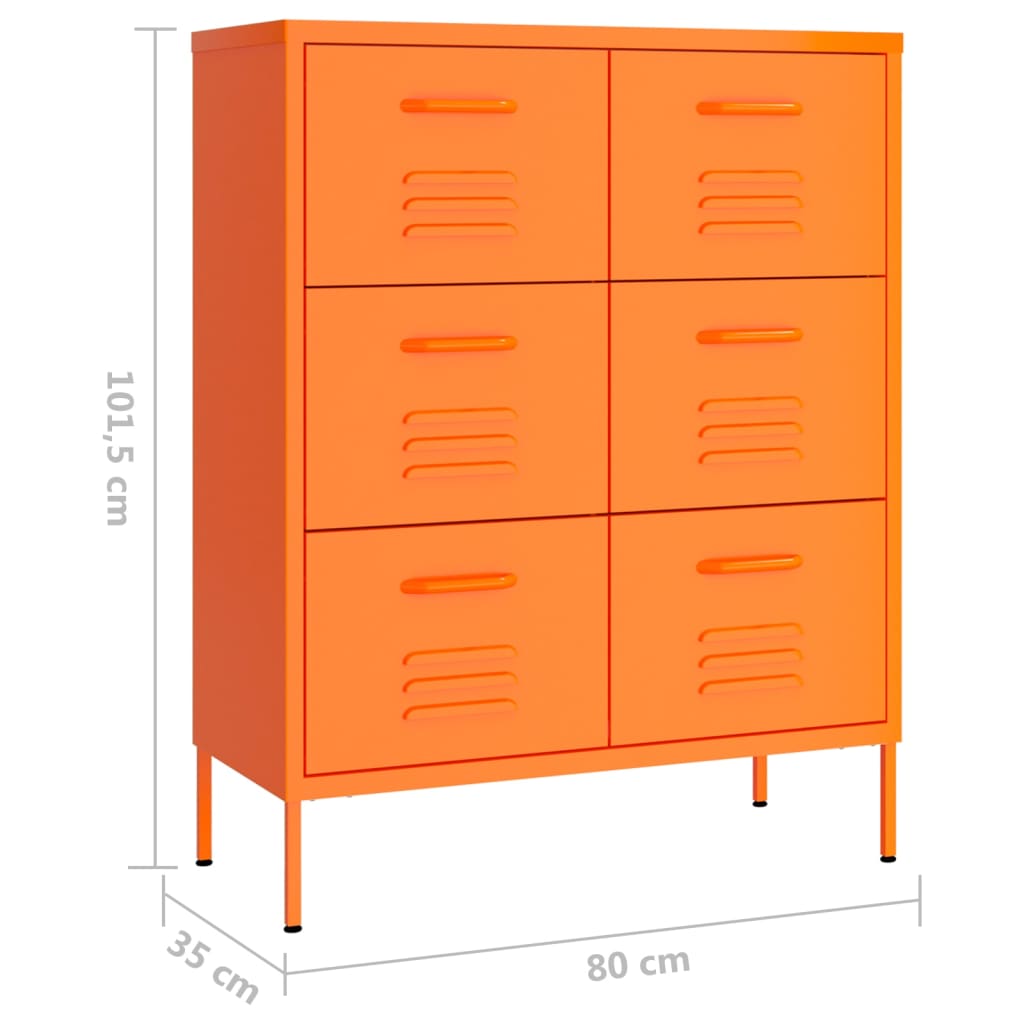 vidaXL Cassettiera Arancione 80x35x101,5 cm in Acciaio