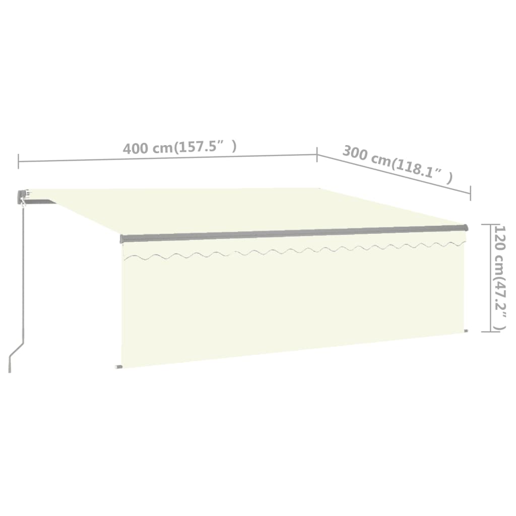 vidaXL Tenda da Sole Retrattile Manuale con Parasole 4x3 m Crema