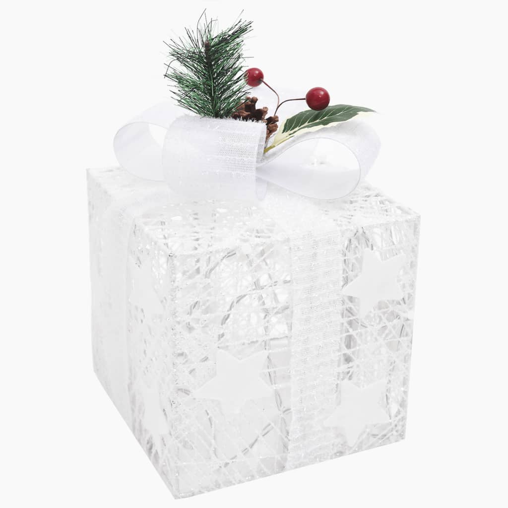 vidaXL Scatole Regalo Decorative Natale 3pz Bianche da Esterno Interni