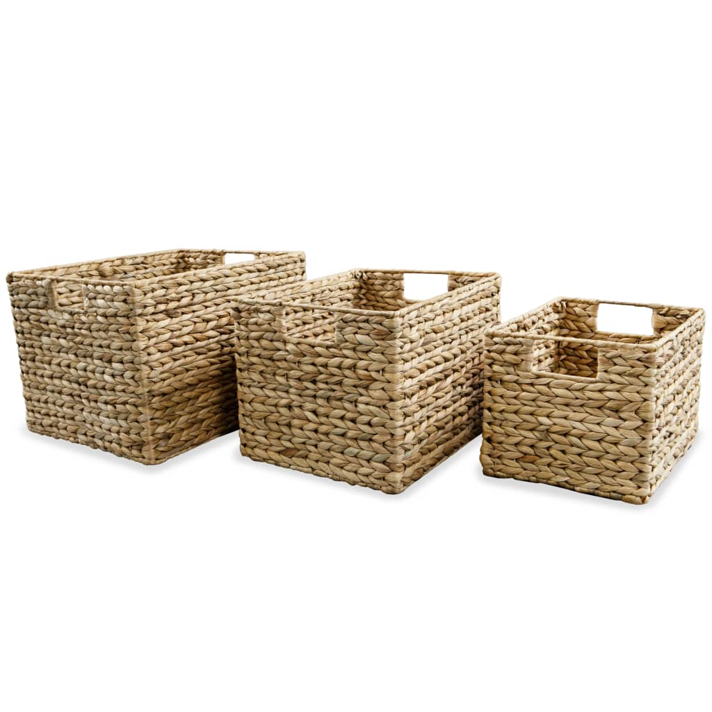 Set 2 Cesti Intrecciati In Giacinto D'acqua Con 4 Scomparti Organizer Naturale Per Cucina Soggiorno Camera Da Letto 36x26x5 Cm 96538272