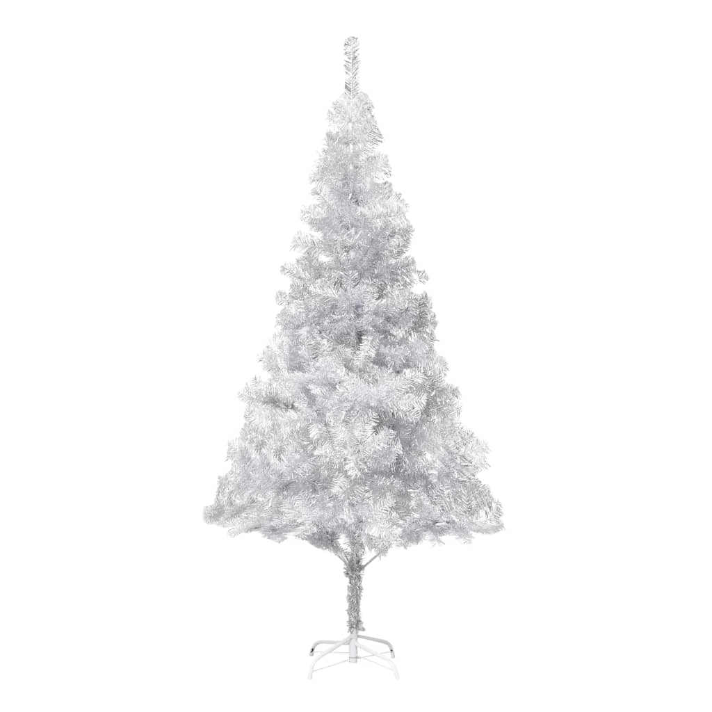 vidaXL Albero di Natale Preilluminato con Palline Argento 210 cm PET
