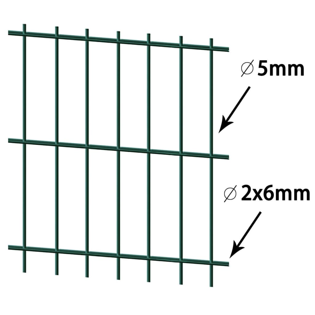 vidaXL Pannello di recinzione 2D giardino con paletti 2008x1630 mm 12m verde