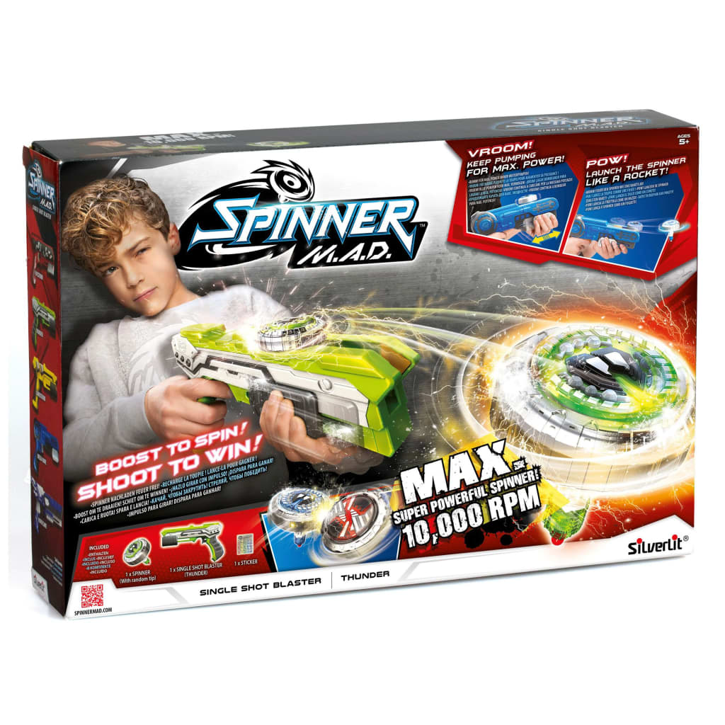 Silverlit Blaster Single Shot con Spinner Mad Thunder Verde