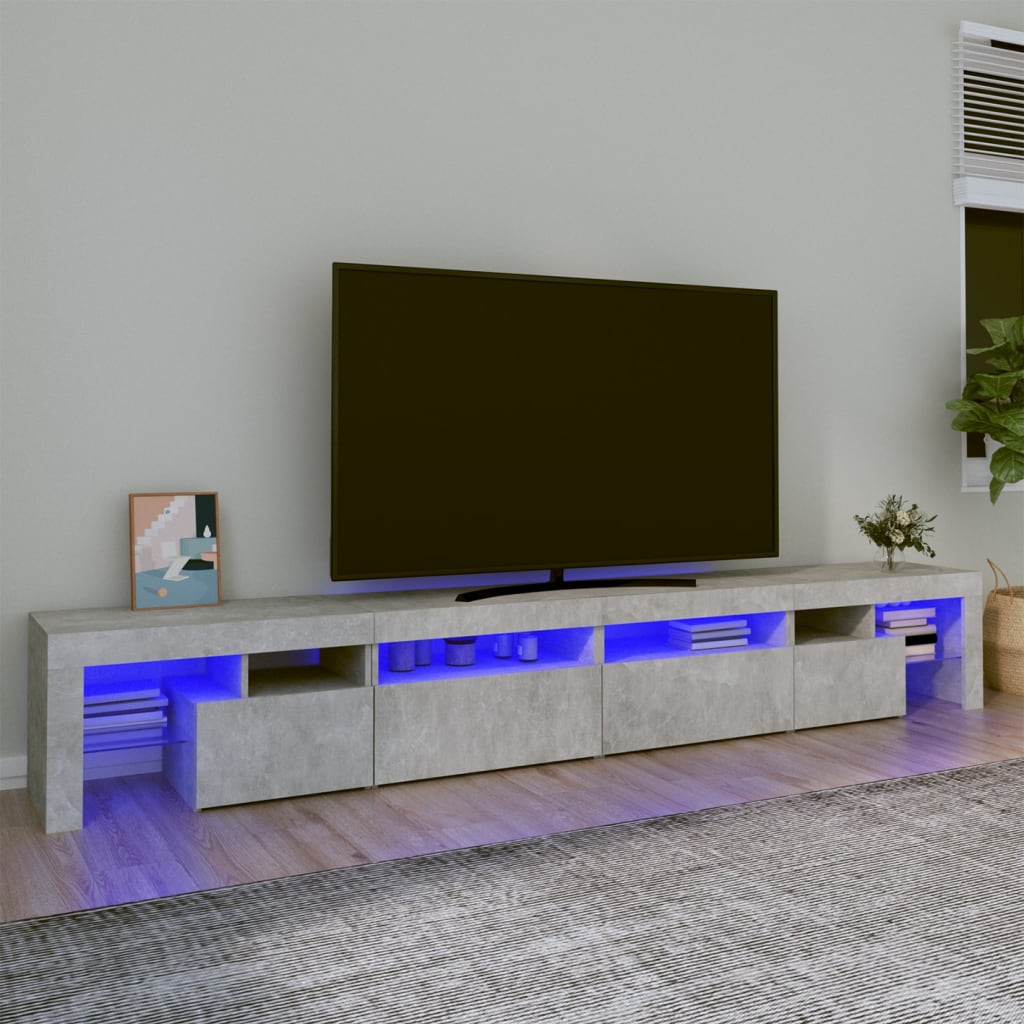 vidaXL Mobile Porta TV con Luci LED Grigio Cemento 260x36,5x40 cm