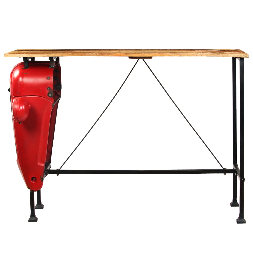vidaXL Tavolino da Bar Trattore in Mango Massello 60x150x107cm Rosso