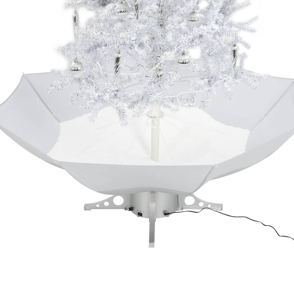 vidaXL Albero di Natale con Neve e Base a Ombrellone Bianco 190 cm