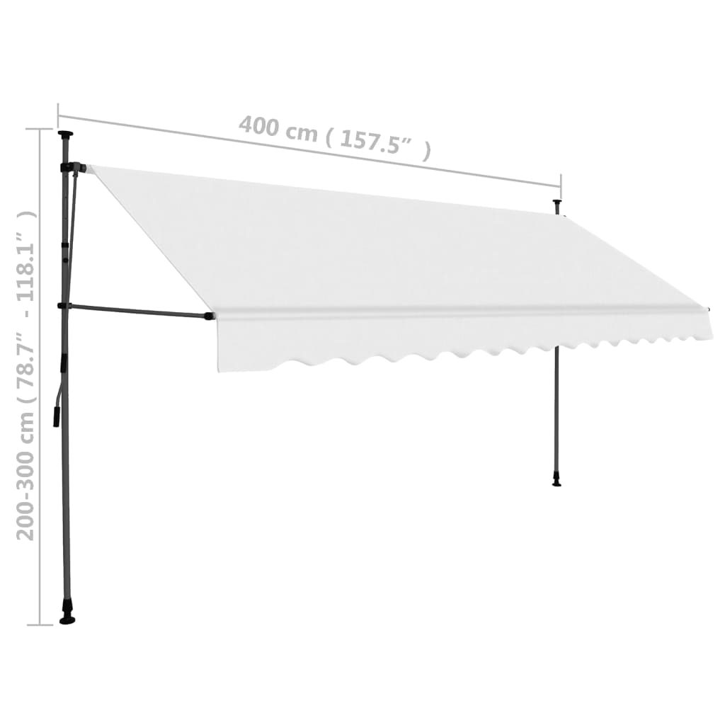 vidaXL Tenda da Sole Retrattile Manuale con LED 400 cm Crema