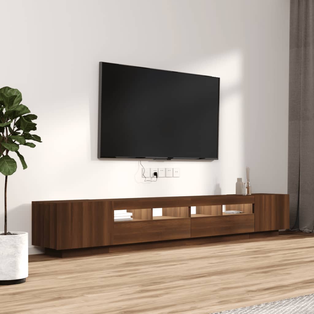 vidaXL Set Mobili TV 3pz con Luci LED Rovere Marrone Legno Multistrato