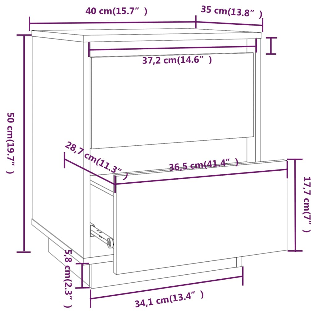 Comodino In Legno Massello Di Pino VidaXL - Bianco, Dimensioni 35x30x47 Cm, Con Ripiano, Design Rustico