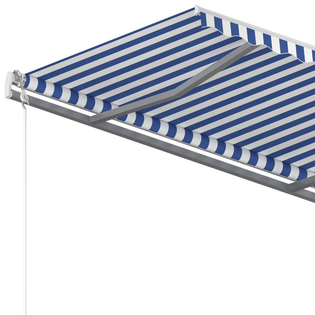 vidaXL Tenda da Sole Retrattile Manuale con Pali 3,5x2,5m Blu e Bianca