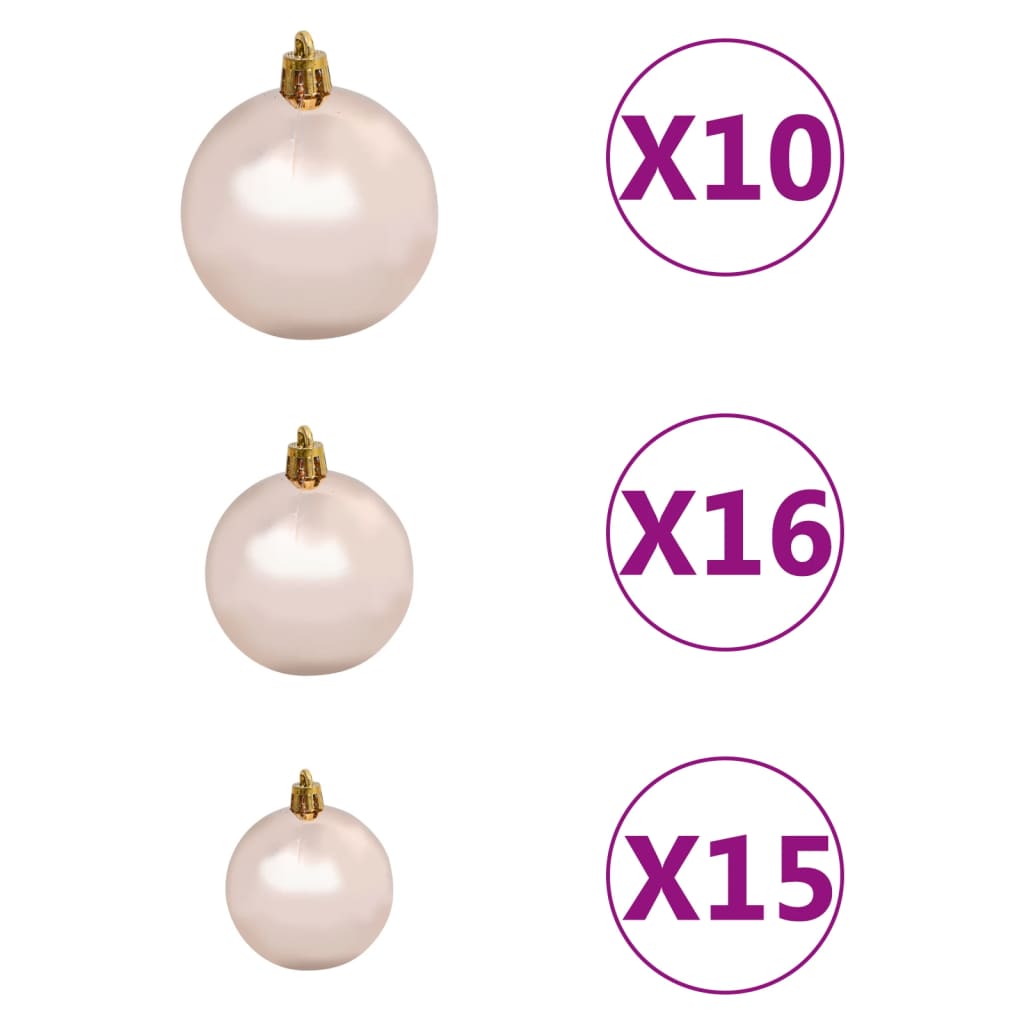 vidaXL Set Albero Natale Artificiale con LED e Palline L 240 cm Bianco