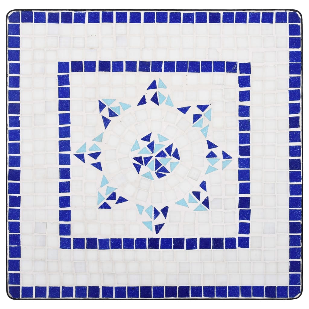 vidaXL Tavolino da Bistrot con Mosaico Blu e Bianco 60 cm in Ceramica
