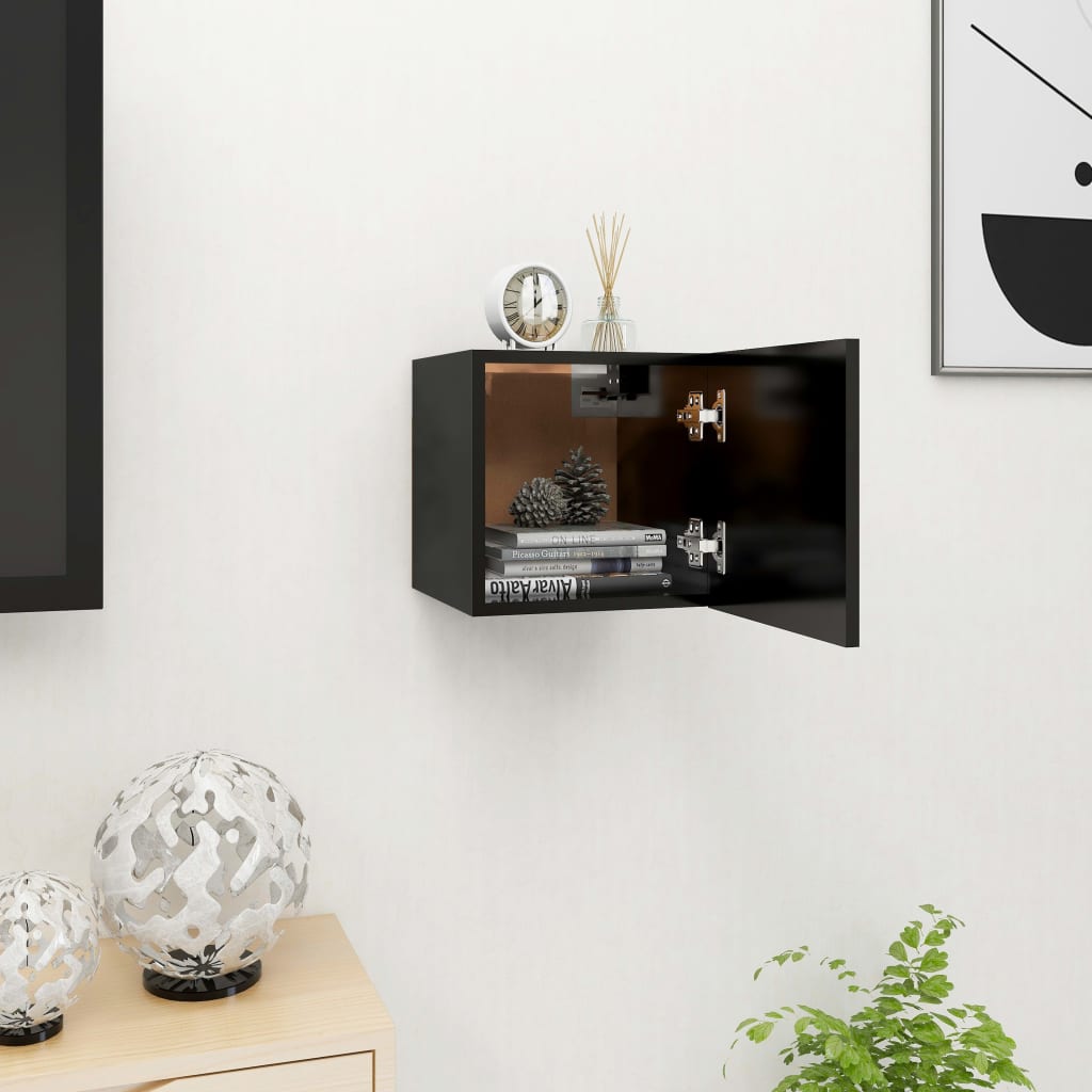 vidaXL Mobile Porta TV a Parete Nero 30,5x30x30 cm