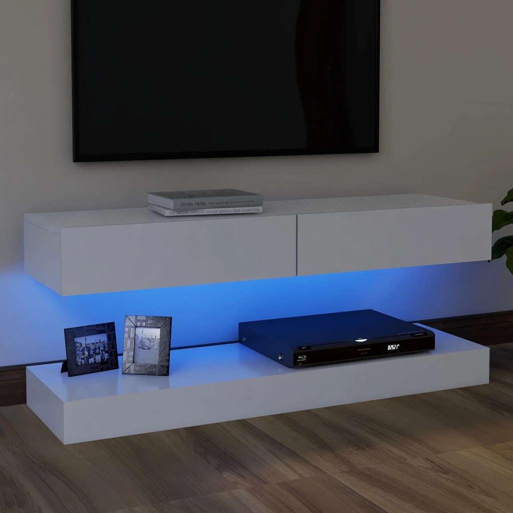 vidaXL Mobile Porta TV con Luci LED Bianco 120x35 cm