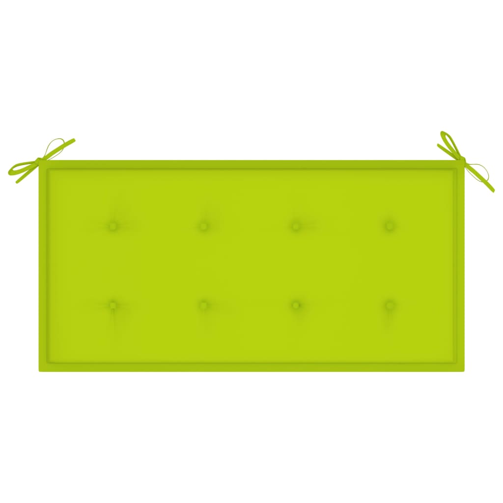 vidaXL Panca da Giardino con Cuscino Verde Brillante 112 cm Legno Teak
