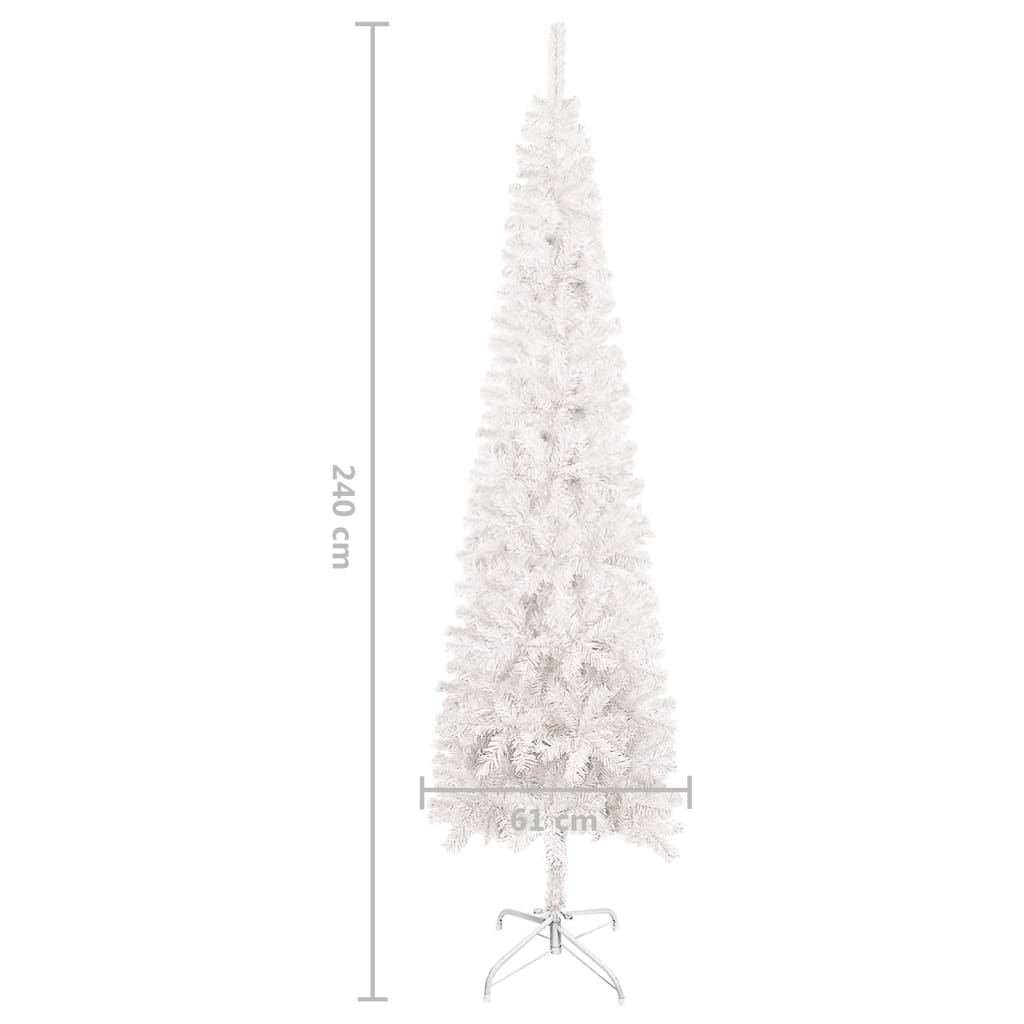 vidaXL Albero di Natale Sottile Preilluminato con Palline Bianco 240cm