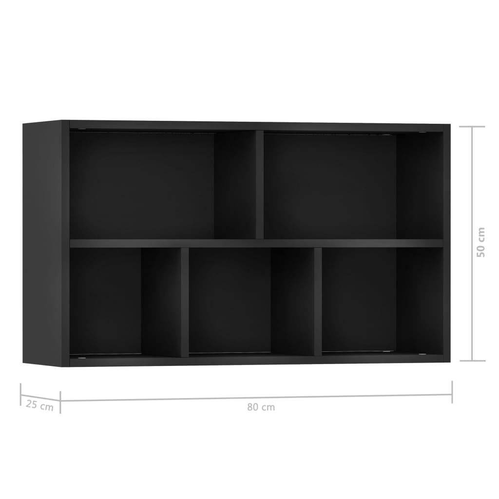 vidaXL Libreria/Credenza Nera 50x25x80 cm in Legno Multistrato