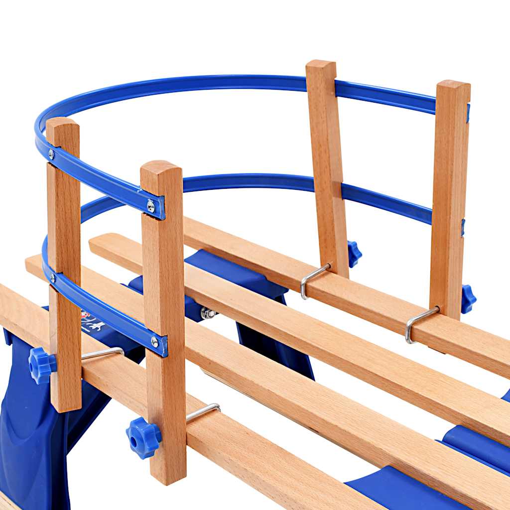 Slittino Pieghevole In Legno 110 Cm: Con Guide In Metallo, Corda Di Traino E Blocco Di Sicurezza, Per Bambini E Famiglie