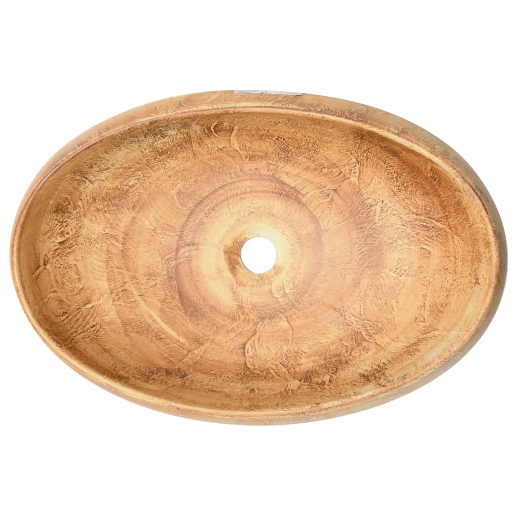 vidaXL Lavabo da Appoggio Marrone Ovale 59x40x15 cm Ceramica
