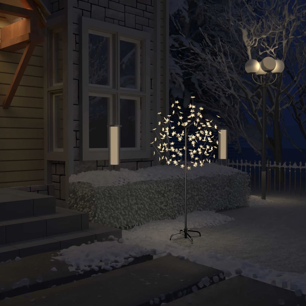 vidaXL Albero di Natale 120 LED Bianco Caldo Ciliegio in Fiore 150 cm